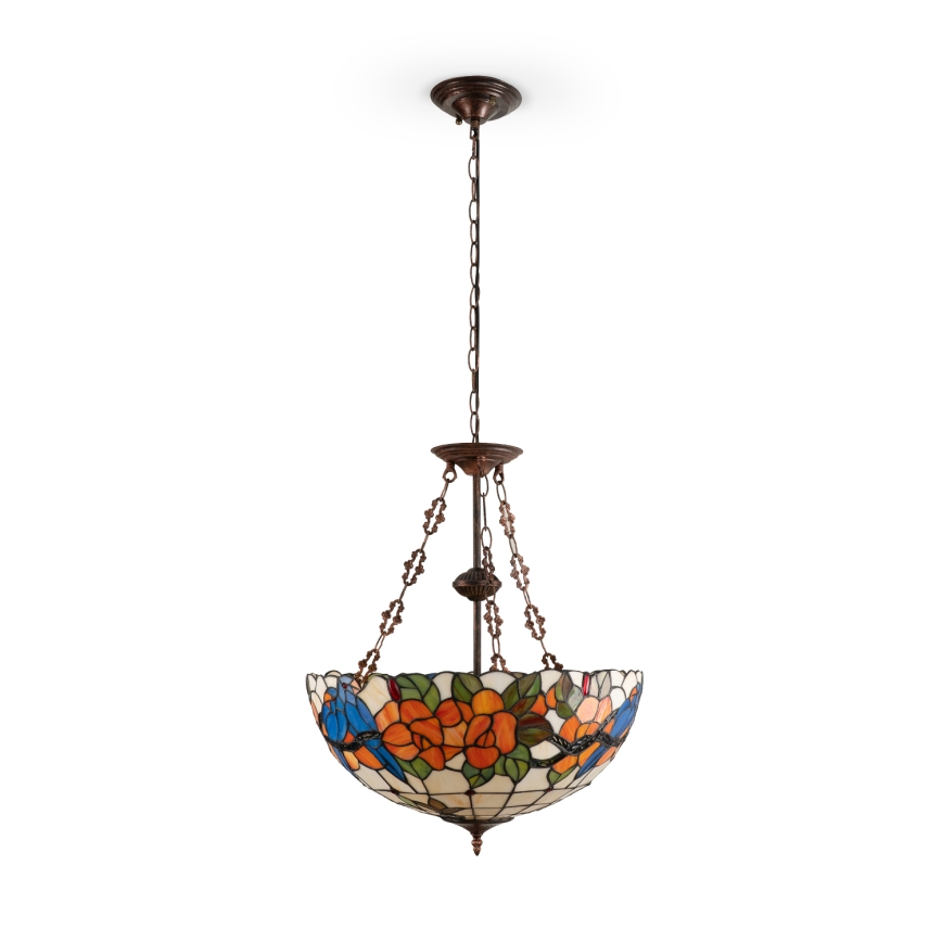 Brilagi - Tiffany vitražni luster na lancu JUNGLE 3xE27/60W/230V prečnik 50 cm