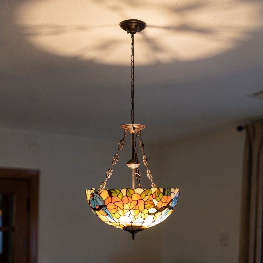 Brilagi - Tiffany vitražni luster na lancu JUNGLE 3xE27/60W/230V prečnik 50 cm