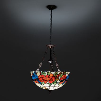 Brilagi - Tiffany vitražni luster na lancu JUNGLE 3xE27/60W/230V prečnik 50 cm