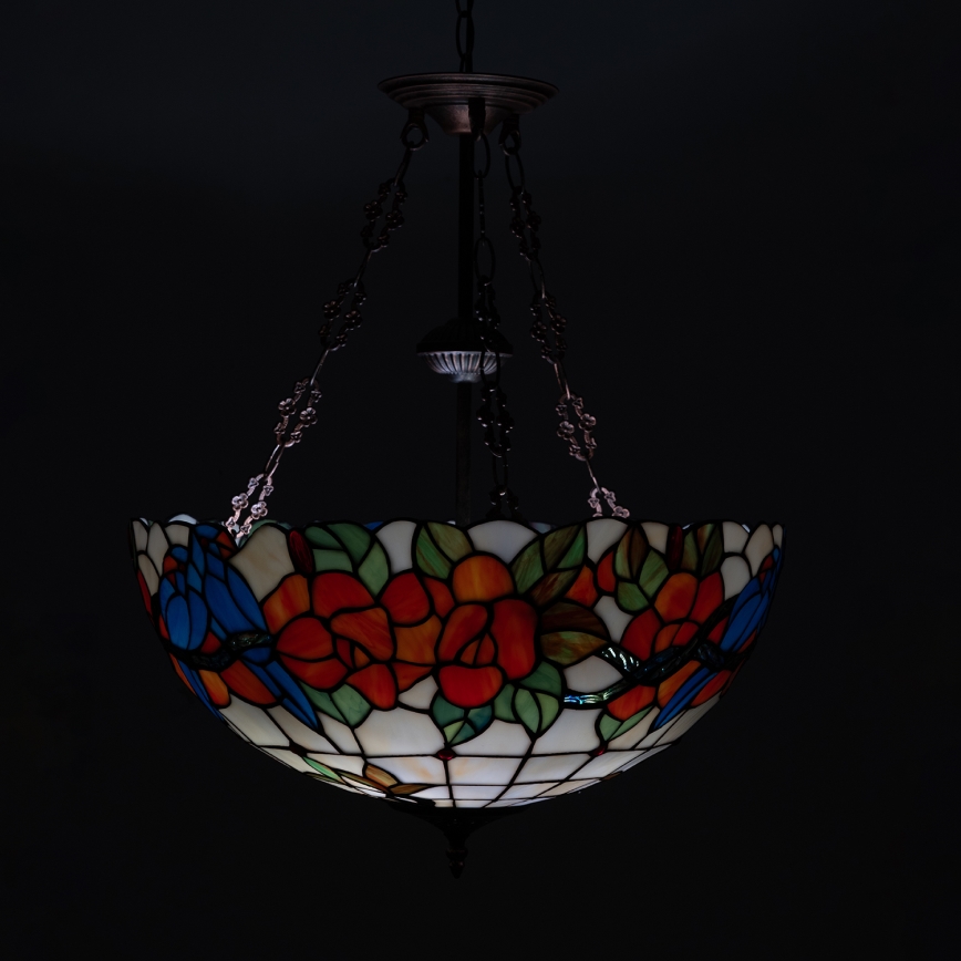 Brilagi - Tiffany vitražni luster na lancu JUNGLE 3xE27/60W/230V prečnik 50 cm