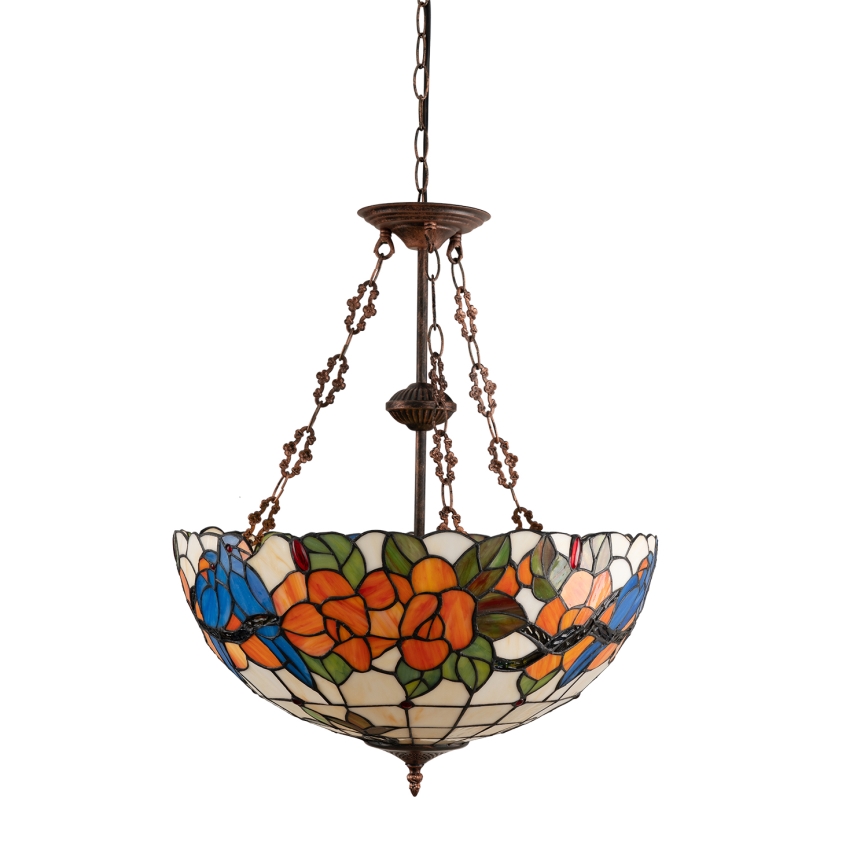 Brilagi - Tiffany vitražni luster na lancu JUNGLE 3xE27/60W/230V prečnik 50 cm