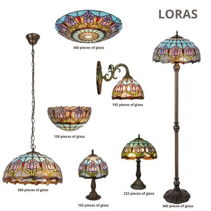 Brilagi - Tiffany vitražni luster na lancu LORAS 2xE27/60W/230V