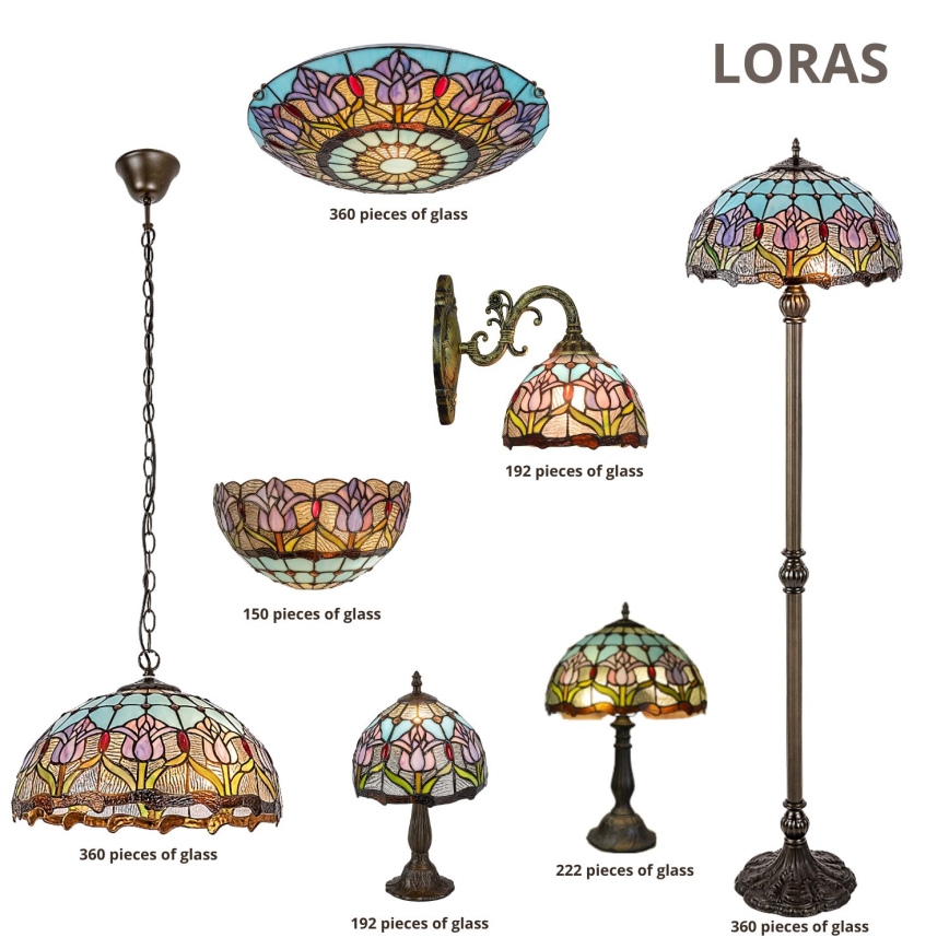 Brilagi - Tiffany vitražni luster na lancu LORAS 2xE27/60W/230V