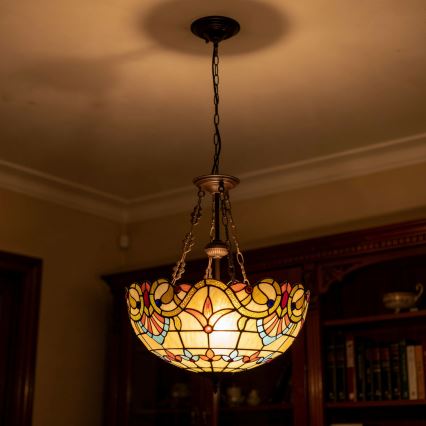 Brilagi - Tiffany vitražni luster na lancu MIRABELLA 3xE27/60W/230V prečnik 50 cm