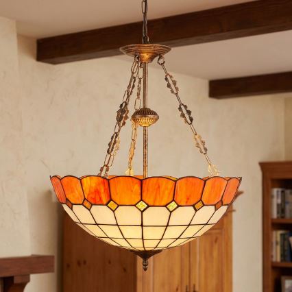 BRILAGI - Tiffany vitražni luster na lancu SIENNA 3xE27/60W/230V prečnik 50 cm