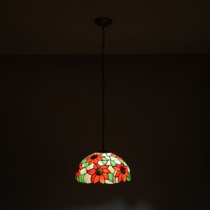 Brilagi - Tiffany vitražni luster na lancu SUNFLOWER 1xE27/60W/230V prečnik 40 cm