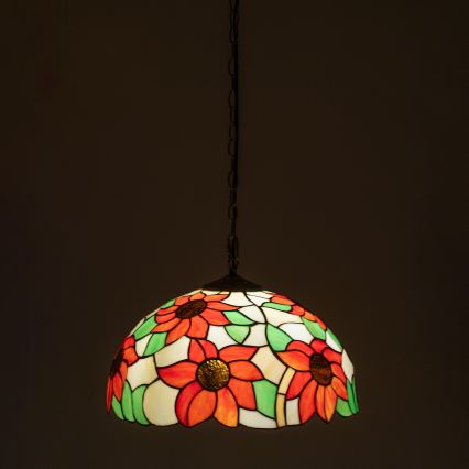 Brilagi - Tiffany vitražni luster na lancu SUNFLOWER 1xE27/60W/230V prečnik 40 cm