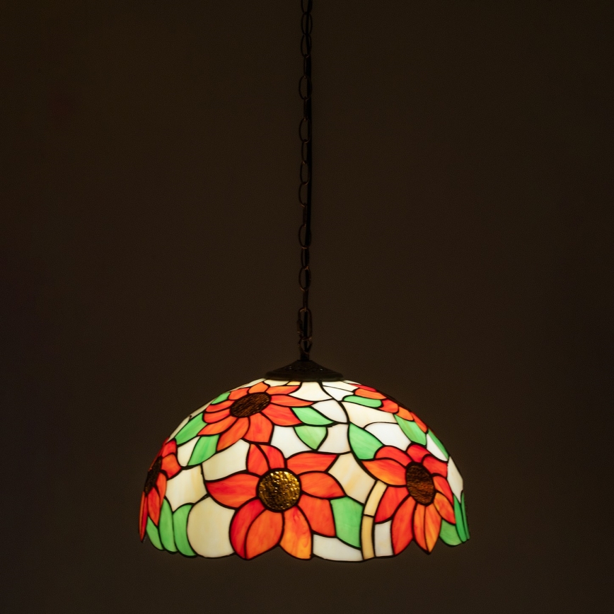 Brilagi - Tiffany vitražni luster na lancu SUNFLOWER 1xE27/60W/230V prečnik 40 cm