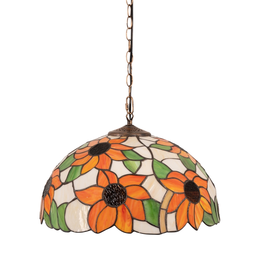 Brilagi - Tiffany vitražni luster na lancu SUNFLOWER 1xE27/60W/230V prečnik 40 cm