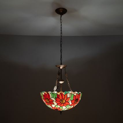 Brilagi - Tiffany vitražni luster na lancu SUNFLOWER 3xE27/60W/230V prečnik 50 cm