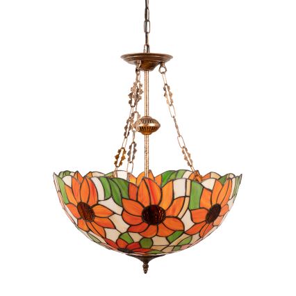 Brilagi - Tiffany vitražni luster na lancu SUNFLOWER 3xE27/60W/230V prečnik 50 cm