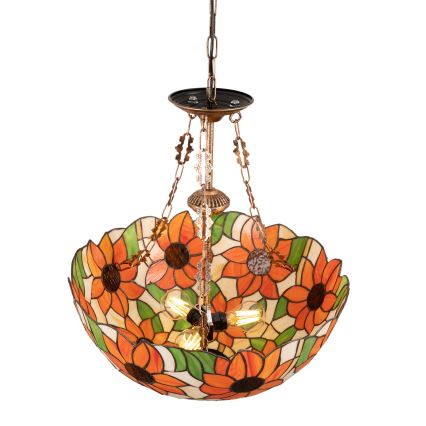 Brilagi - Tiffany vitražni luster na lancu SUNFLOWER 3xE27/60W/230V prečnik 50 cm