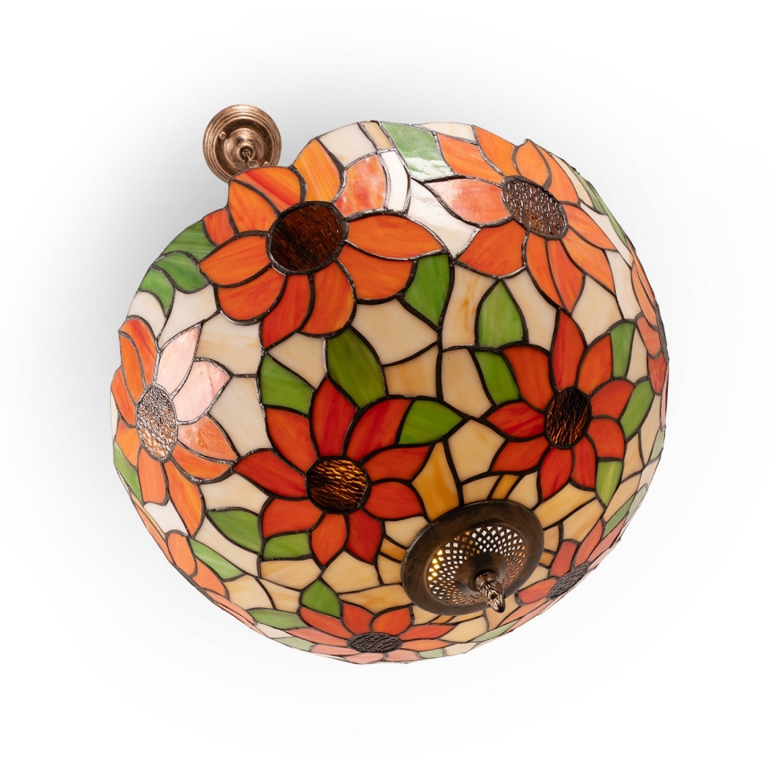 Brilagi - Tiffany vitražni luster na lancu SUNFLOWER 3xE27/60W/230V prečnik 50 cm