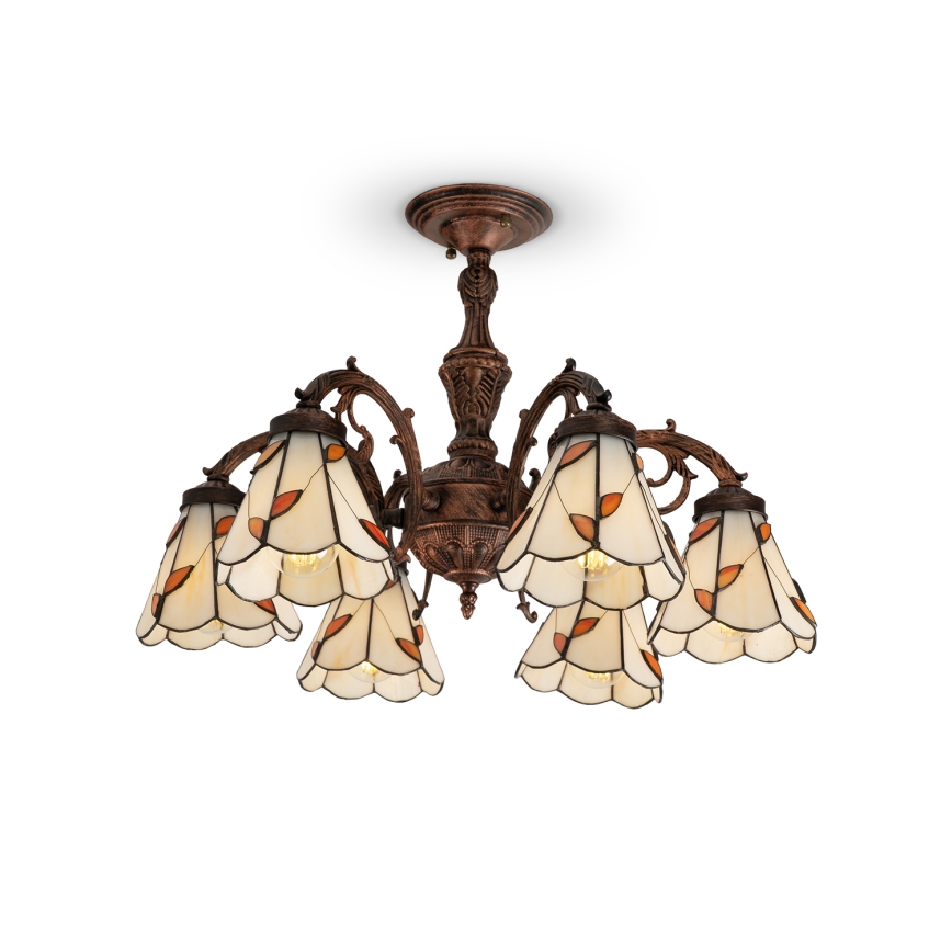 Brilagi - Tiffany vitražni plafonski luster FOLIA 6xE27/60W/230V Ø 60 cm