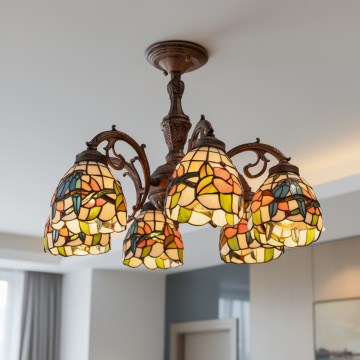 Brilagi - Tiffany vitražni plafonski luster JUNGLE 6xE27/60W/230V prečnik 60 cm