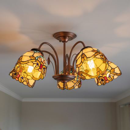 BRILAGI - Tiffany vitražni plafonski luster MIRABELLA 5xE27/60W/230V prečnik 60 cm