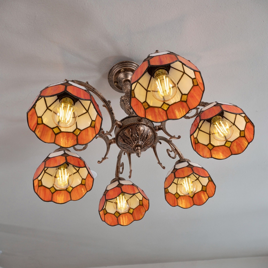 Brilagi - Tiffany vitražni plafonski luster SIENNA 6xE27/60W/230V prečnik 60 cm