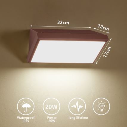 Brilagi - TRIANGLE LED spoljna zidna svetiljka, 20W/230V, braon, IP65