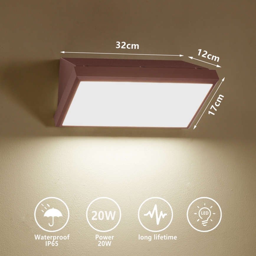Brilagi - TRIANGLE LED spoljna zidna svetiljka, 20W/230V, braon, IP65