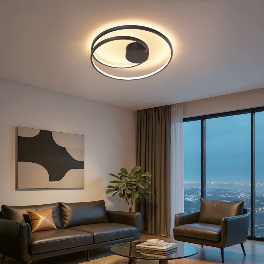 Brilagi - LED prigušiva stropna svetiljka TWISTER LED/48W/230V 3000-6000K prečnik 50 cm crna + daljinski upravljač