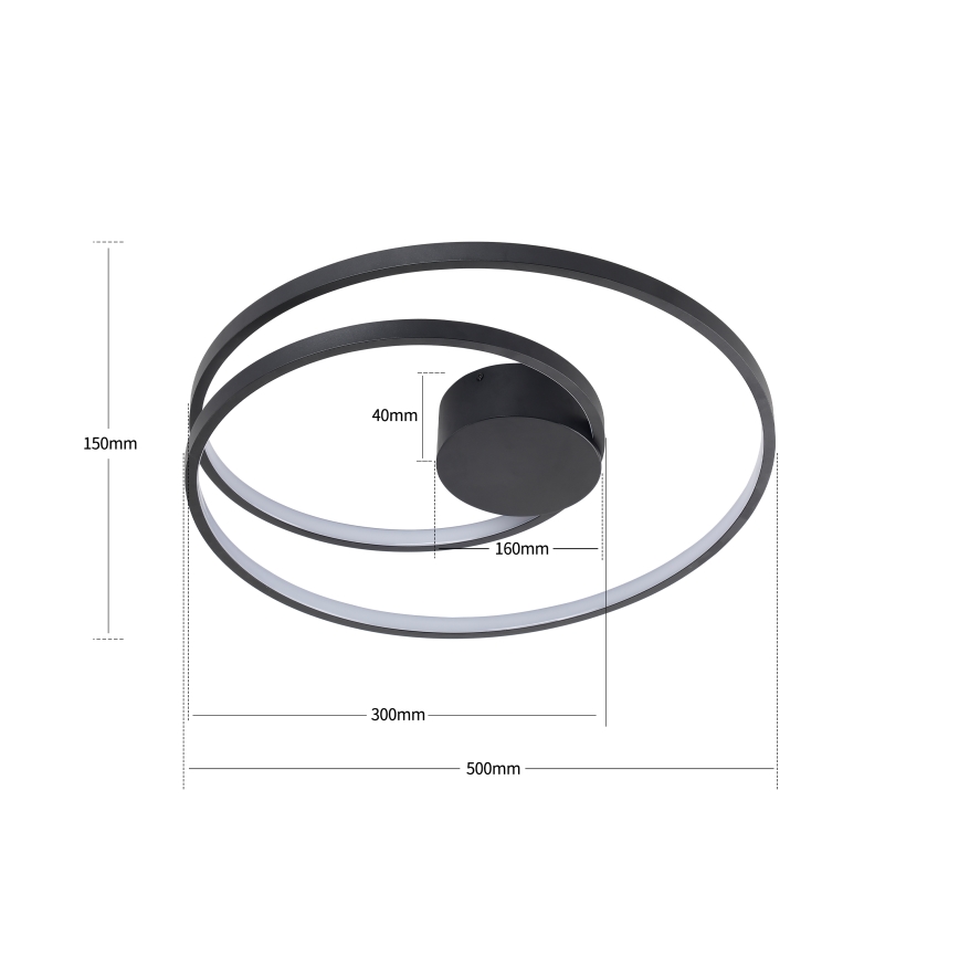 Brilagi - LED prigušiva stropna svetiljka TWISTER LED/48W/230V 3000-6000K prečnik 50 cm crna + daljinski upravljač