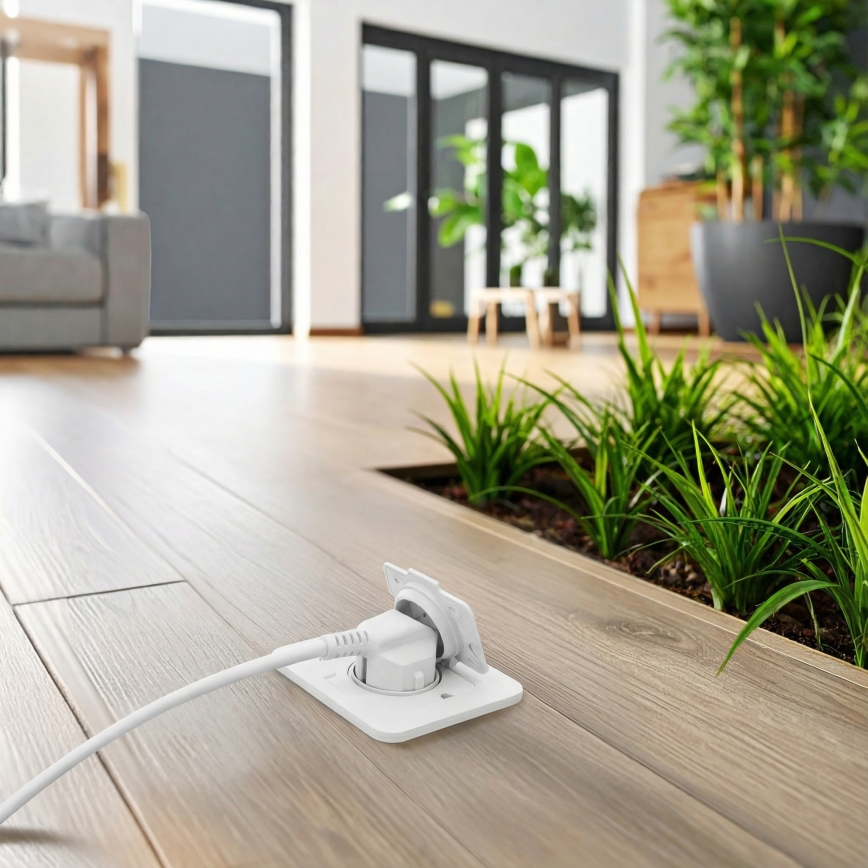 Brilagi - Ugradna podna utičnica za spoljašnju upotrebu IP55, bela, pravougaona