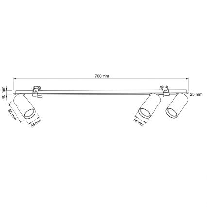 Brilagi - Ugradna stropna svetiljka SELE 3xGU10/30W/230V crna