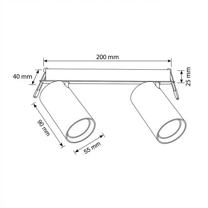 Brilagi - Ugradno plafonsko svetlo SELE 2xGU10/30W/230V crna