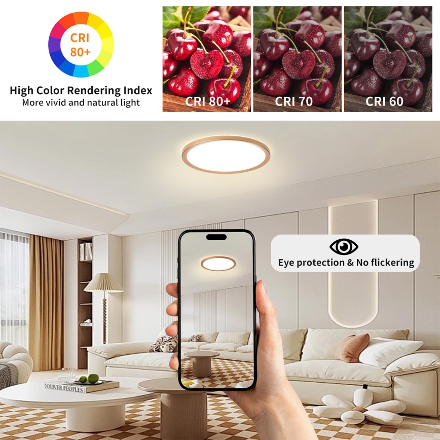 Brilagi - LED plafonsko svetlo za kupatilo ULTRA TANKO LED/18W/230V, prečnika 30 cm, roze zlato, IP54