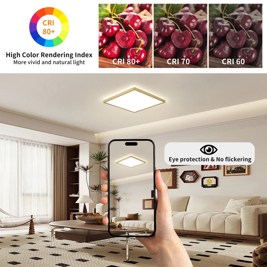 Brilagi - ULTRA SLIM LED svetlo za kupatilo 24W/230V 42x42 cm, zlatno, IP54
