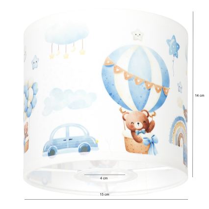 BRILAGI - Univerzalni abažur BOBO E27 prečnika 15 cm bela/plava/medvedići