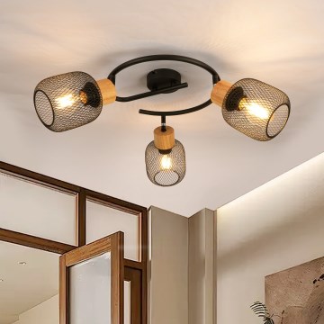 Brilagi - Usmereno svetlo BASKLITE 3xE27/15W/230V drvo/crna