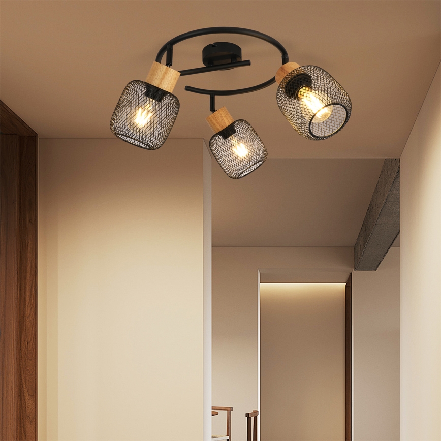 Brilagi - Usmereno svetlo BASKLITE 3xE27/15W/230V drvo/crna