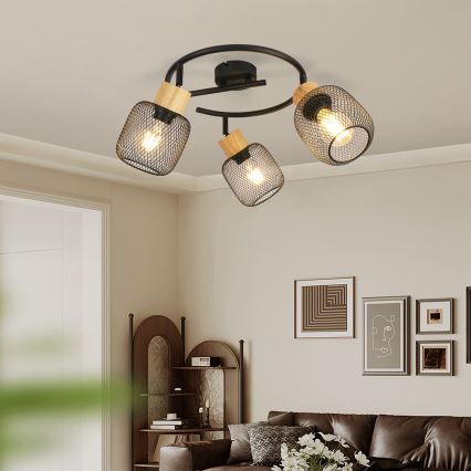 Brilagi - Usmereno svetlo BASKLITE 3xE27/15W/230V drvo/crna