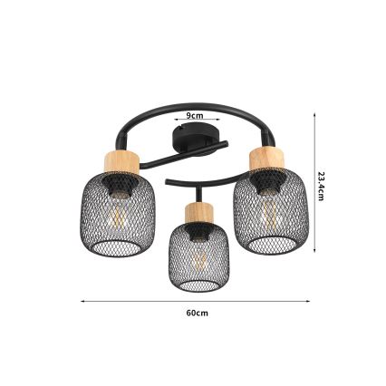 Brilagi - Usmereno svetlo BASKLITE 3xE27/15W/230V drvo/crna
