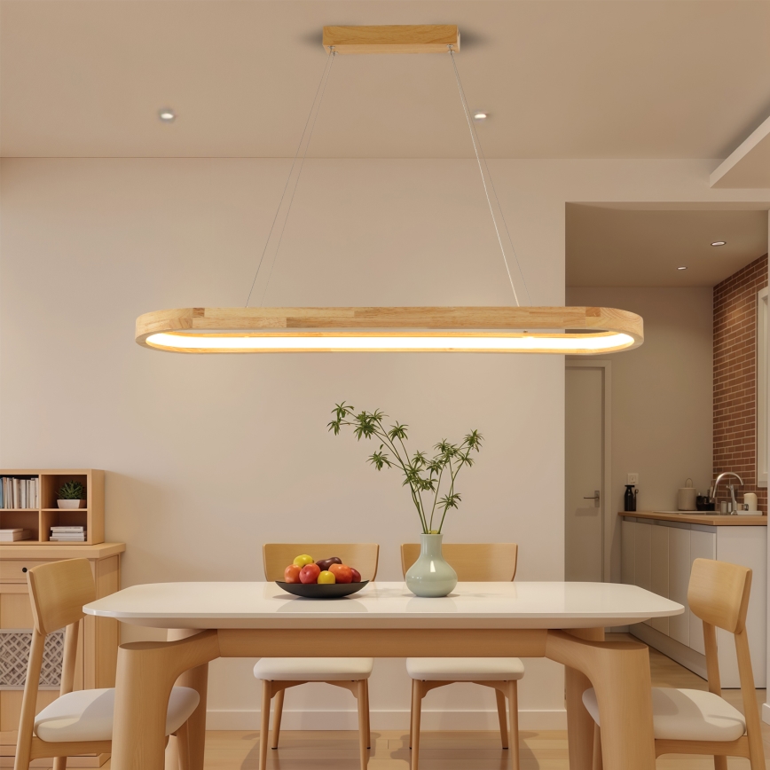 Brilagi - viseći LED luster na sajli UMEA WOOD LED/40W/230V 90x22 cm drvo