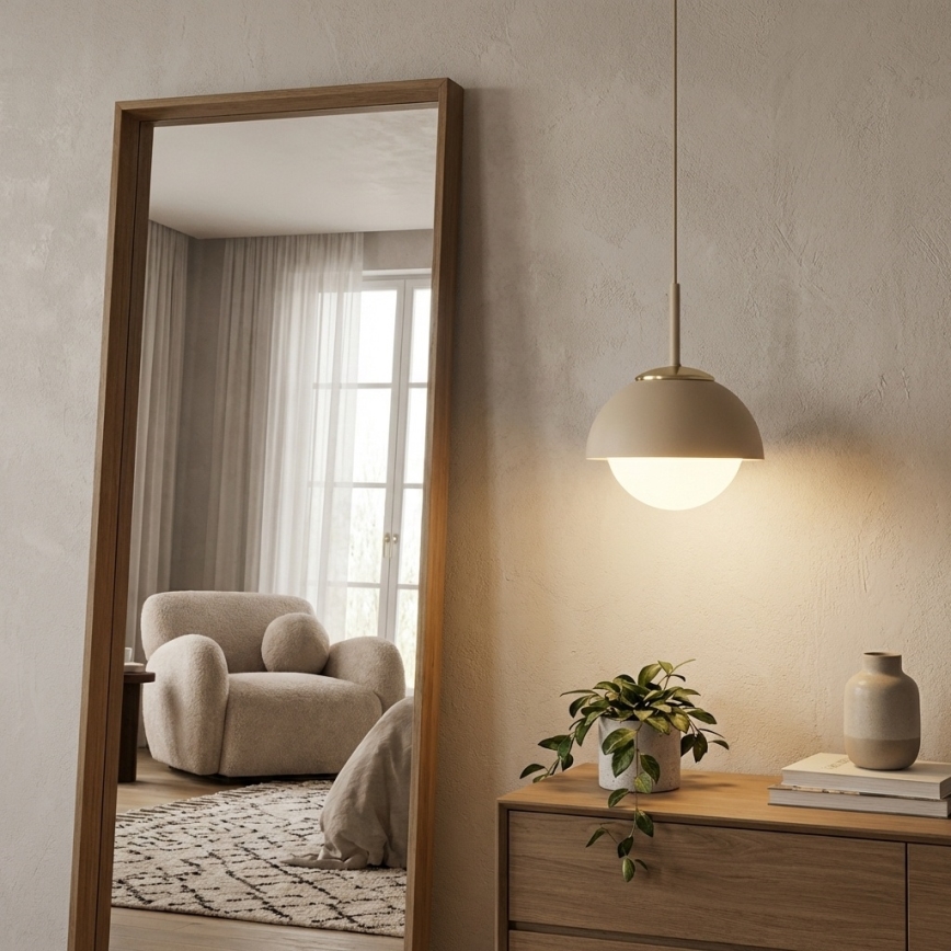 Brilagi - Viseći luster na sajli COSMO 1xE27/60W/230V prečnika 18 cm, bež sa zlatnim detaljima
