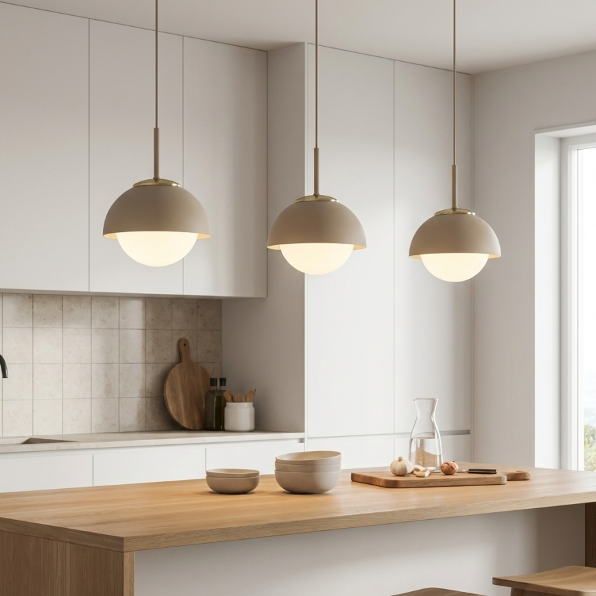 Brilagi - Viseći luster na sajli COSMO 1xE27/60W/230V prečnika 18 cm, bež sa zlatnim detaljima