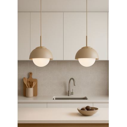 Brilagi - Viseći luster na sajli COSMO 1xE27/60W/230V prečnika 18 cm, bež sa zlatnim detaljima