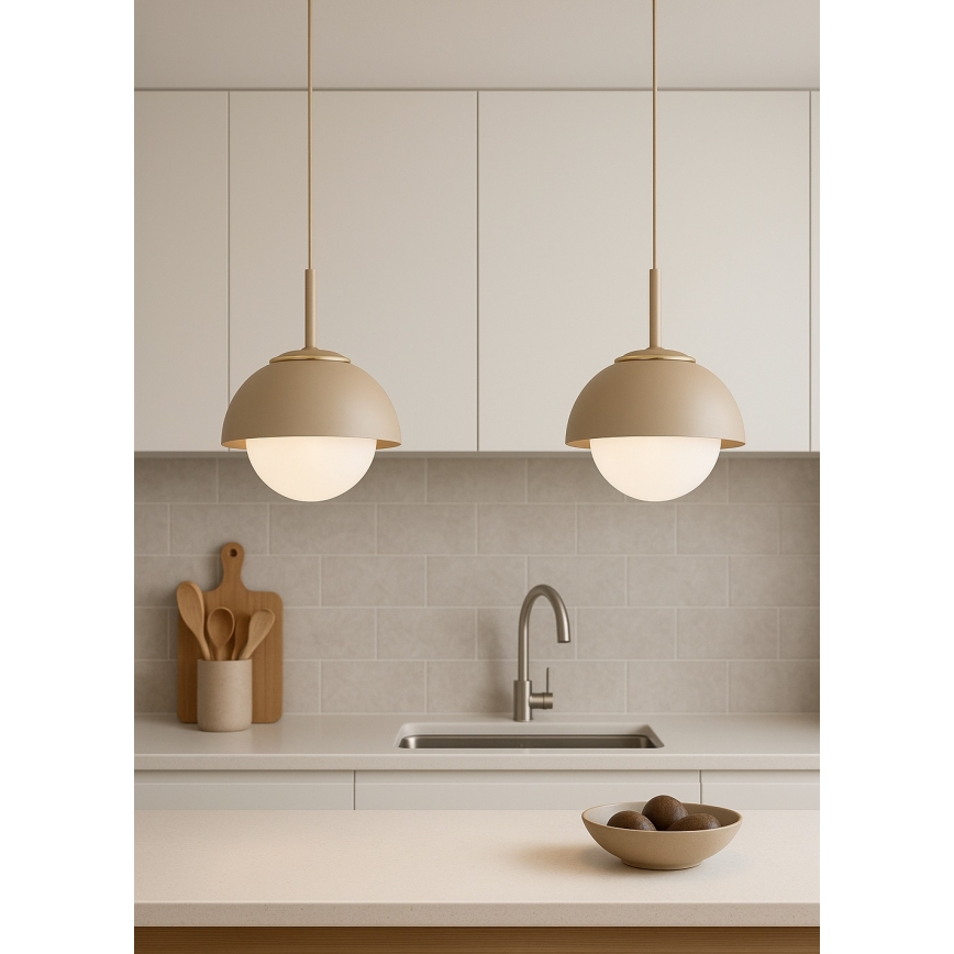 Brilagi - Viseći luster na sajli COSMO 1xE27/60W/230V prečnika 18 cm, bež sa zlatnim detaljima