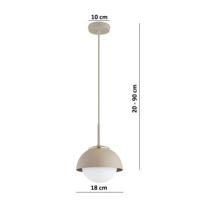 Brilagi - Viseći luster na sajli COSMO 1xE27/60W/230V prečnika 18 cm, bež sa zlatnim detaljima