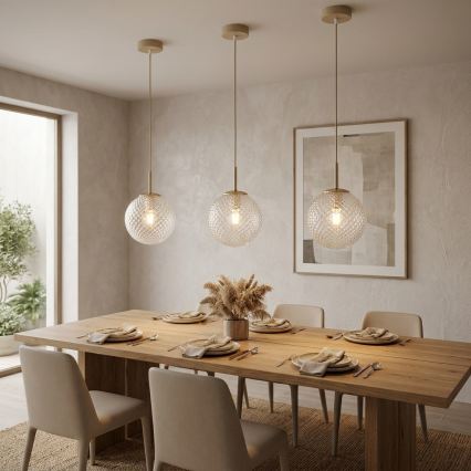 Brilagi - Viseći luster na sajli STELLA 1xE27/60W/230V prečnik 18 cm bež/zlatna