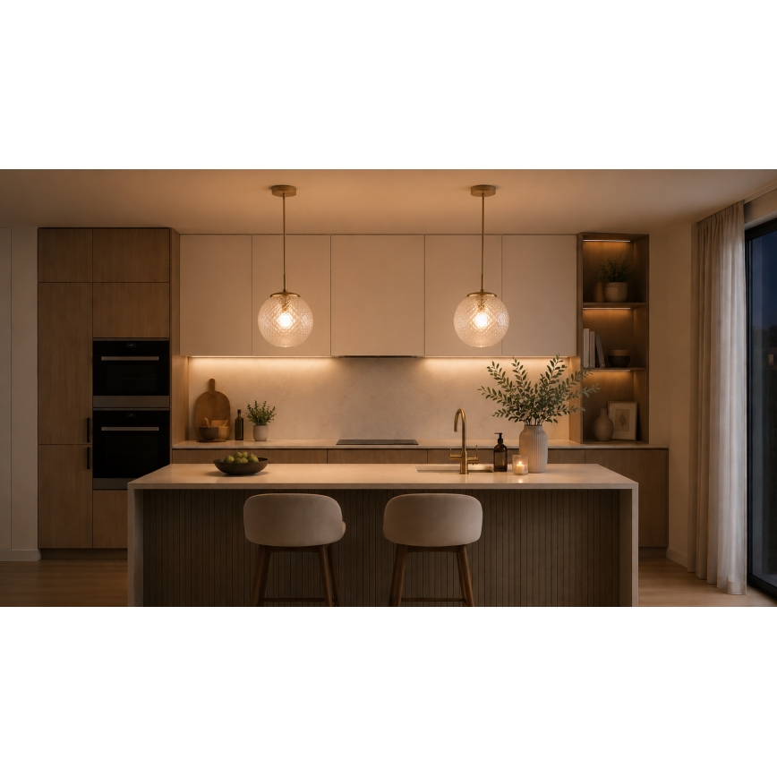Brilagi - Viseći luster na sajli STELLA 1xE27/60W/230V prečnik 18 cm bež/zlatna