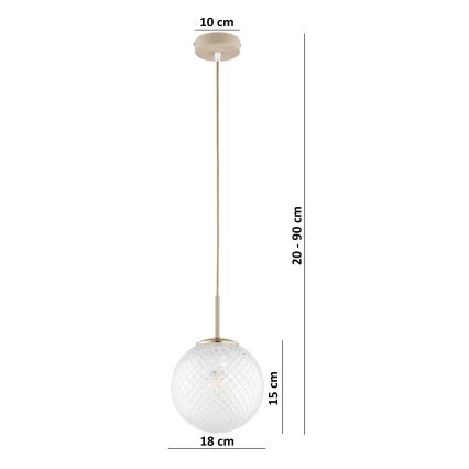 Brilagi - Viseći luster na sajli STELLA 1xE27/60W/230V prečnik 18 cm bež/zlatna