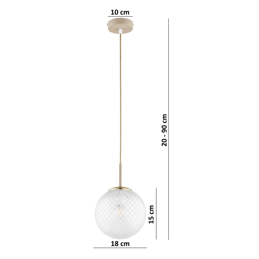 Brilagi - Viseći luster na sajli STELLA 1xE27/60W/230V prečnik 18 cm bež/zlatna