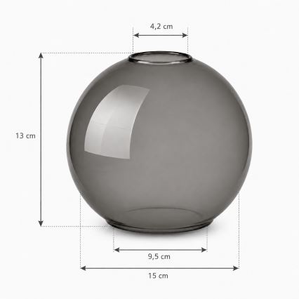 Brilagi - Zamensko staklo za luster DIOR E27, prečnik 15 cm, dimno sivo