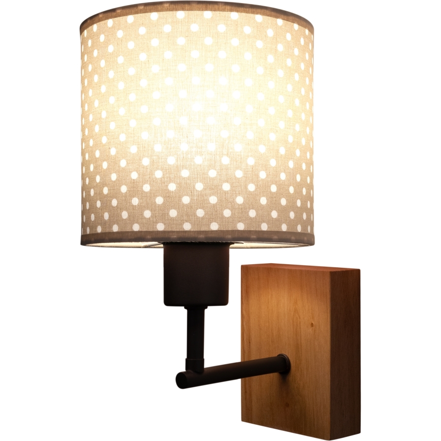 BRILAGI - Dečija zidna lampa BOBO WOOD 1xE27/25W/230V hrast/crna/bež/tačkice