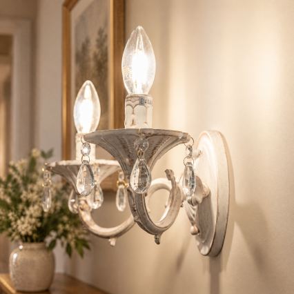 BRILAGI - Zidna lampa CLASSIC 2xE14/10W/230V krem/patina