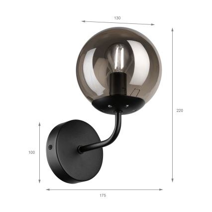 Brilagi - Zidna lampa MALIVA 1xE14/15W/230V crna/zadimljena