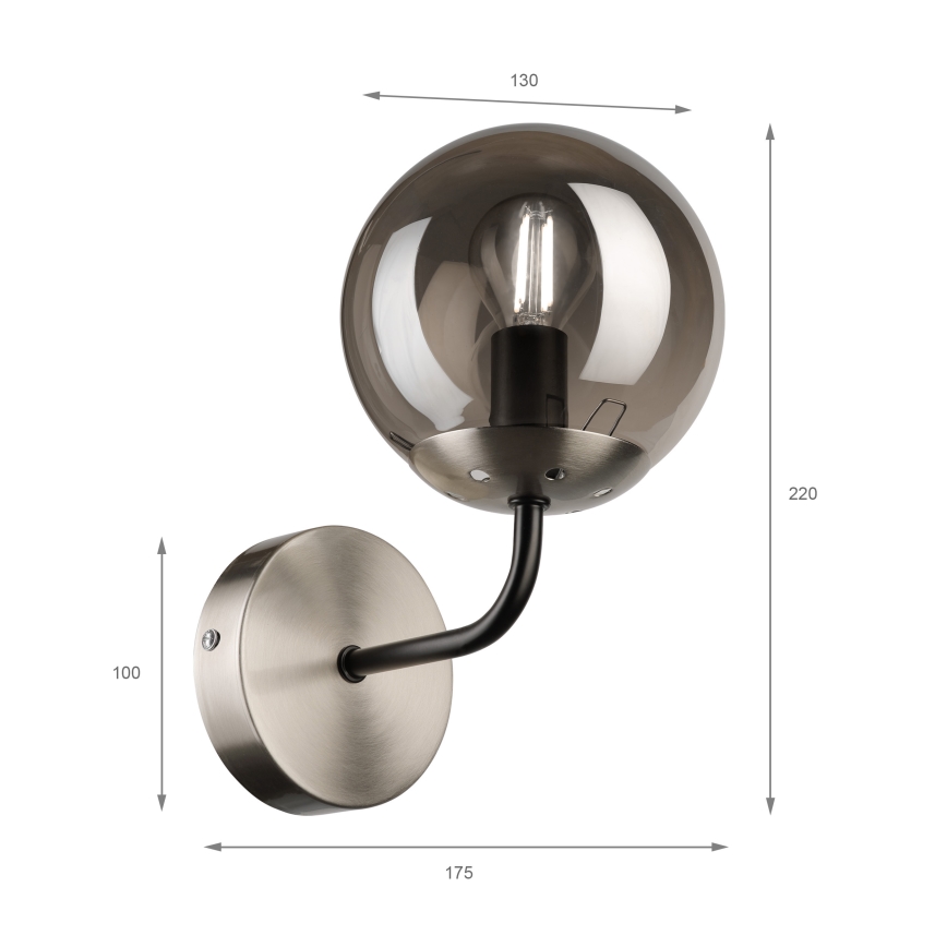 Brilagi - Zidna lampa MALIVA 1xE14/15W/230V mat hrom/zadimljeno staklo